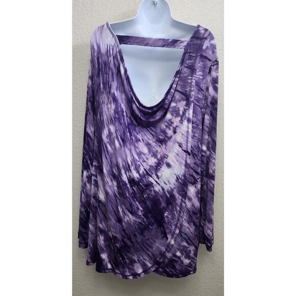 Livi Purple Tie Dye Athleisure Split Back Top 22 24 New With Tags Long Sleeves - Picture 4 of 6